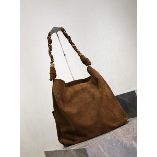 Top Replica YSL Saint Laurent Amalia Crossbody Bag in Embellished Suede Brown