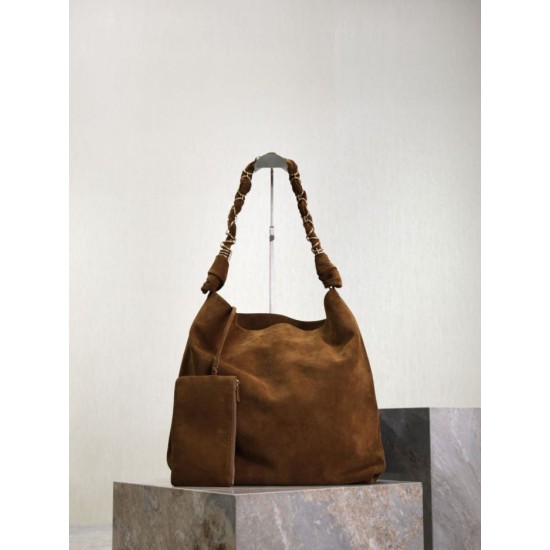 Top Replica YSL Saint Laurent Amalia Crossbody Bag in Embellished Suede Brown