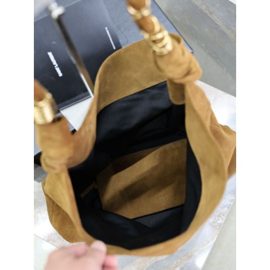 Top Replica YSL Saint Laurent Amalia Crossbody Bag in Embellished Suede Brown