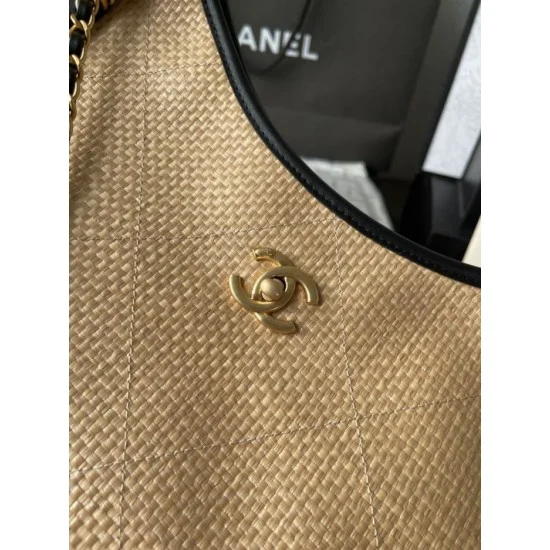 Top Replica Bags Chanel Maxi Shopping Tote Small/Large AS5463 Raffia/Calfskin Brown/Black