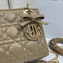 Super Clone Replica Dior Mini Lady Dior Bag in Arco Cannage Lambskin, Warm Biscuit Top Replica Dior Mini Lady Dior Bag in Arco Cannage Lambskin, Warm Biscuit
