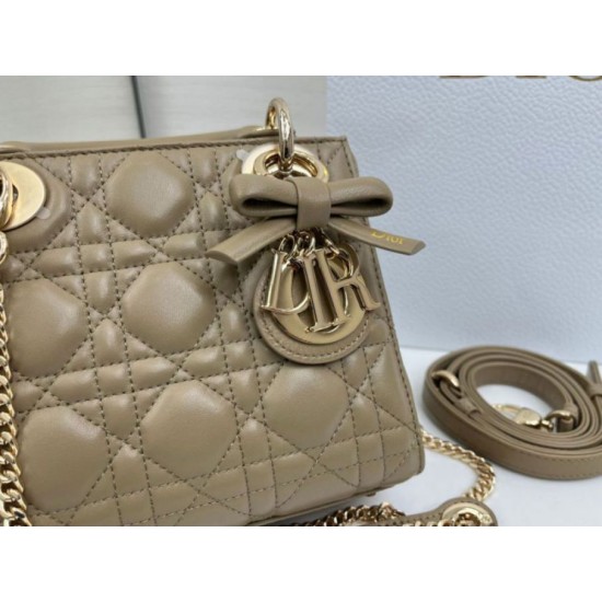 Top Replica Dior Mini Lady Dior Bag in Arco Cannage Lambskin, Warm Biscuit
