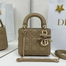 Top Replica Dior Mini Lady Dior Bag in Arco Cannage Lambskin, Warm Biscuit