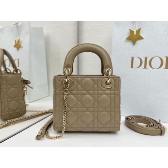 Top Replica Dior Mini Lady Dior Bag in Arco Cannage Lambskin, Warm Biscuit