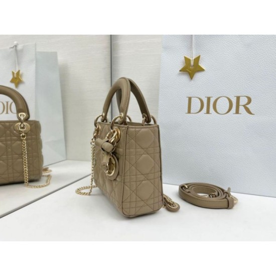 Top Replica Dior Mini Lady Dior Bag in Arco Cannage Lambskin, Warm Biscuit