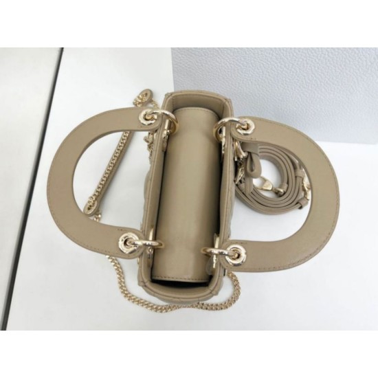 Top Replica Dior Mini Lady Dior Bag in Arco Cannage Lambskin, Warm Biscuit
