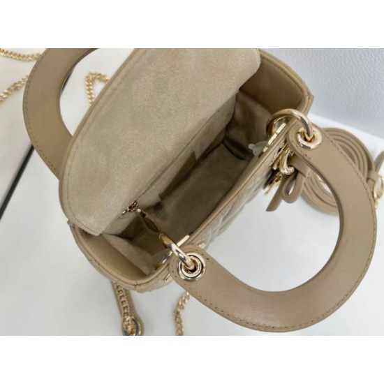 Top Replica Dior Mini Lady Dior Bag in Arco Cannage Lambskin, Warm Biscuit