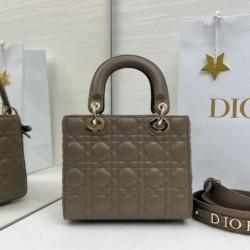 Top Replica Dior Lady Dior My ABC Dior Small Arco Bag with D.I.O.R. Pendant in Stone Gray Metal