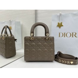 Top Replica Dior Lady Dior My ABC Dior Small Arco Bag with D.I.O.R. Pendant in Stone Gray Metal