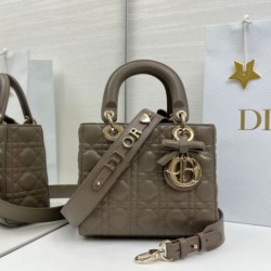 Top Replica Dior Lady Dior My ABC Dior Small Arco Bag with D.I.O.R. Pendant in Stone Gray Metal