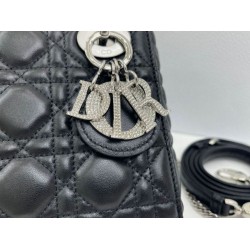 Top Replica Dior Mini Lady Dior Arco bag with black D.I.O.R charms and silver hardware