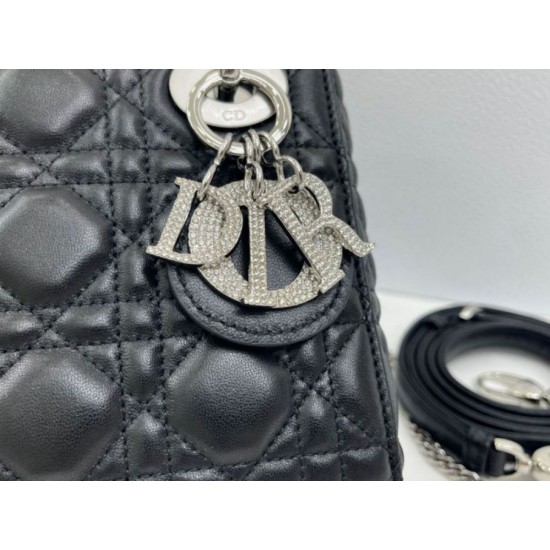 Top Replica Dior Mini Lady Dior Arco bag with black D.I.O.R charms and silver hardware