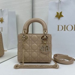 Top Replica Dior Mini Lady Dior Arco bag with D.I.O.R charms and beige