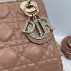 Top Replica Dior Mini Lady Dior Arco bag with D.I.O.R charms and powder pink