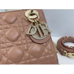 Top Replica Dior Mini Lady Dior Arco bag with D.I.O.R charms and powder pink