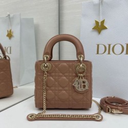 Top Replica Dior Mini Lady Dior Arco bag with D.I.O.R charms and powder pink