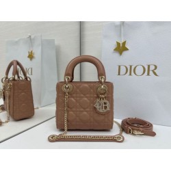 Top Replica Dior Mini Lady Dior Arco bag with D.I.O.R charms and powder pink