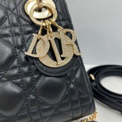 Top Replica Dior Mini Lady Dior Arco bag with black D.I.O.R charms and gold hardware