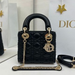 Top Replica Dior Mini Lady Dior Arco bag with black D.I.O.R charms and gold hardware