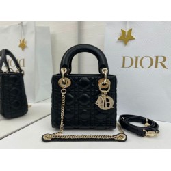 Top Replica Dior Mini Lady Dior Arco bag with black D.I.O.R charms and gold hardware