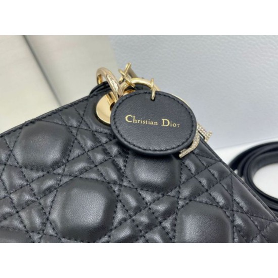 Super Clone Replica Dior Mini Lady Dior Arco bag with black D.I.O.R charms and gold hardware Top Replica Dior Mini Lady Dior Arco bag with black D.I.O.R charms and gold hardware