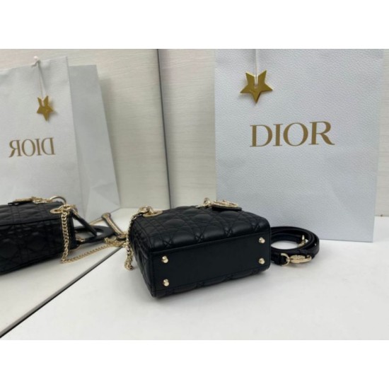 Super Clone Replica Dior Mini Lady Dior Arco bag with black D.I.O.R charms and gold hardware Top Replica Dior Mini Lady Dior Arco bag with black D.I.O.R charms and gold hardware