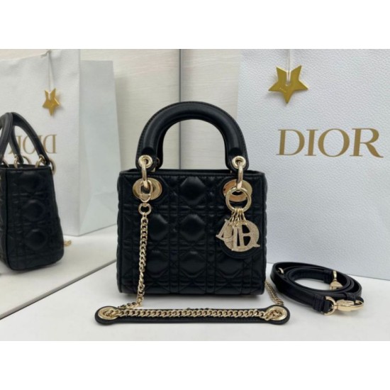 Super Clone Replica Dior Mini Lady Dior Arco bag with black D.I.O.R charms and gold hardware Top Replica Dior Mini Lady Dior Arco bag with black D.I.O.R charms and gold hardware