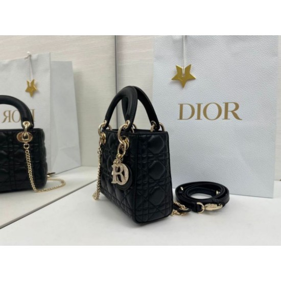 Super Clone Replica Dior Mini Lady Dior Arco bag with black D.I.O.R charms and gold hardware Top Replica Dior Mini Lady Dior Arco bag with black D.I.O.R charms and gold hardware
