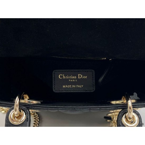Super Clone Replica Dior Mini Lady Dior Arco bag with black D.I.O.R charms and gold hardware Top Replica Dior Mini Lady Dior Arco bag with black D.I.O.R charms and gold hardware