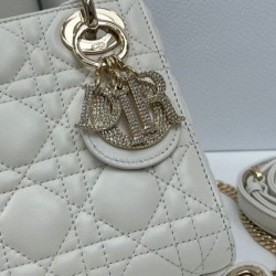 Top Replica Dior Mini Lady Dior Arco bag with white D.I.O.R charms and gold hardware