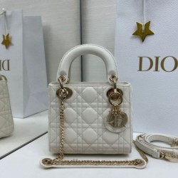 Top Replica Dior Mini Lady Dior Arco bag with white D.I.O.R charms and gold hardware