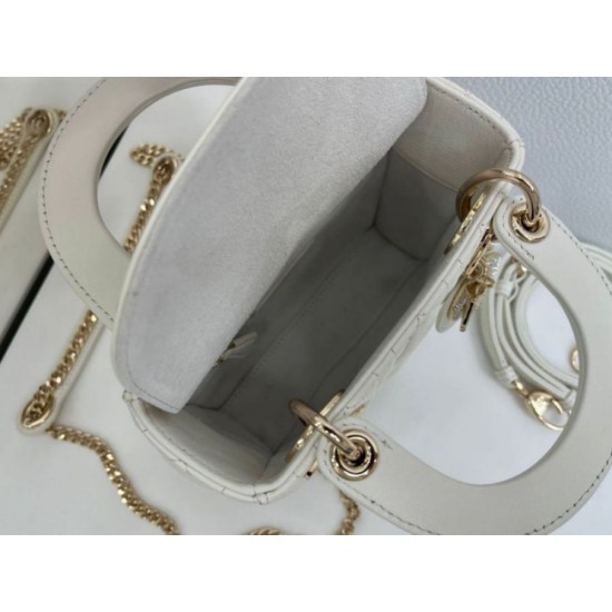 Super Clone Replica Dior Mini Lady Dior Arco bag with white D.I.O.R charms and gold hardware Top Replica Dior Mini Lady Dior Arco bag with white D.I.O.R charms and gold hardware