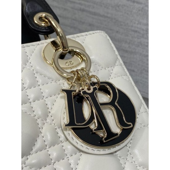 Top Replica Dior small Lady Dior My ABCDior bag in white cannage metal with D.I.O.R charm