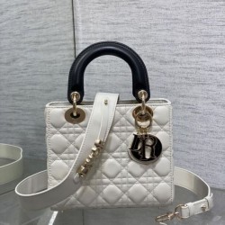 Top Replica Dior small Lady Dior My ABCDior bag in white cannage metal with D.I.O.R charm