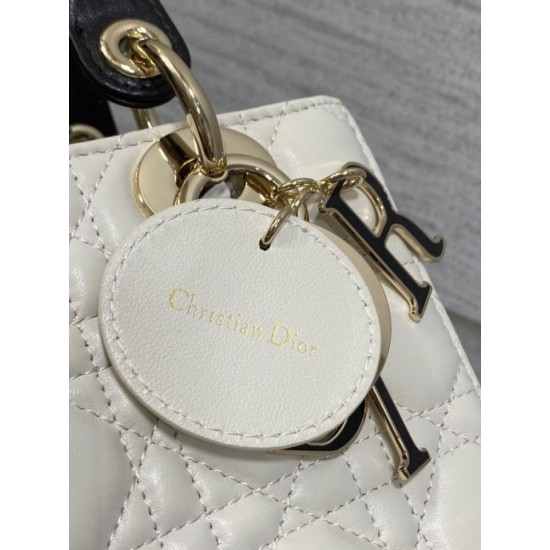 Top Replica Dior small Lady Dior My ABCDior bag in white cannage metal with D.I.O.R charm