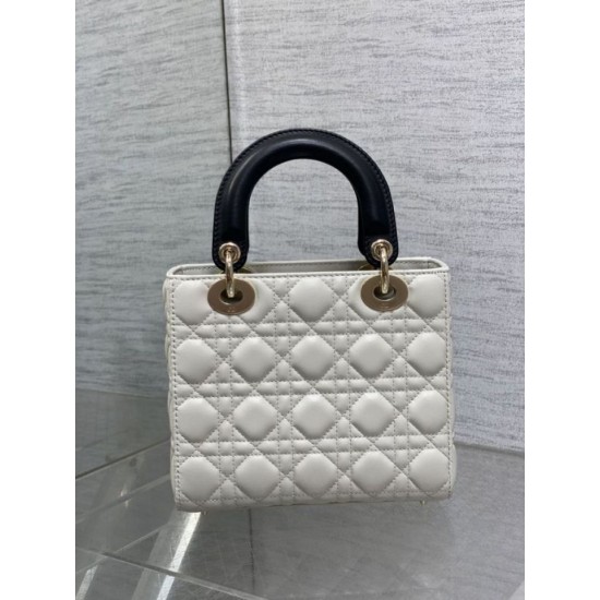 Top Replica Dior small Lady Dior My ABCDior bag in white cannage metal with D.I.O.R charm