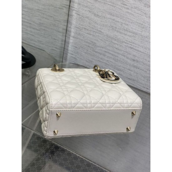 Top Replica Dior small Lady Dior My ABCDior bag in white cannage metal with D.I.O.R charm