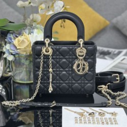 Top Replica Dior small Lady Dior My ABCDior bag with D.I.O.R lambskin pendant in black cannage