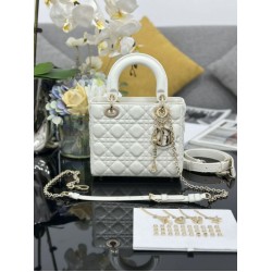 Top Replica Bag Dior small Lady Dior My ABCDior with D.I.O.R lambskin pendant in white cannage