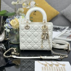 Top Replica Bag Dior small Lady Dior My ABCDior with D.I.O.R lambskin pendant in white cannage