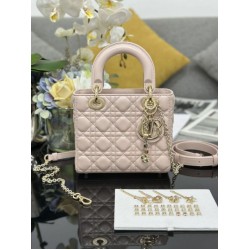 Top Replica Dior small Lady Dior My ABCDior bag with D.I.O.R cannage lambskin charm, pink