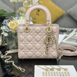Top Replica Dior small Lady Dior My ABCDior bag with D.I.O.R cannage lambskin charm, pink