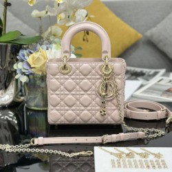Top Replica Dior small Lady Dior My ABCDior bag with D.I.O.R cannage lambskin charm, pink