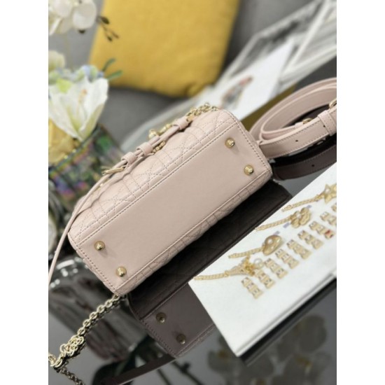 Super Clone Replica Dior small Lady Dior My ABCDior bag with D.I.O.R cannage lambskin charm, pink Top Replica Dior small Lady Dior My ABCDior bag with D.I.O.R cannage lambskin charm, pink