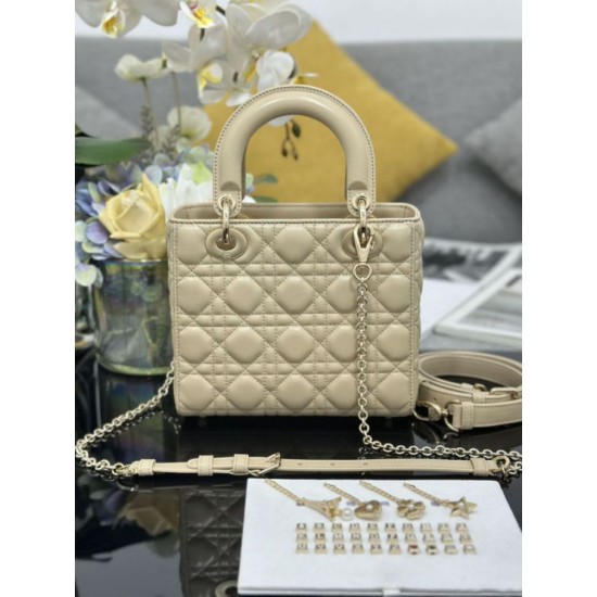 Super Clone Replica Dior small Lady Dior My ABCDior bag with D.I.O.R cannage lambskin charm, apricot Top Replica Dior small Lady Dior My ABCDior bag with D.I.O.R cannage lambskin charm, apricot