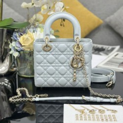 Top Replica Dior small Lady Dior My ABCDior bag with D.I.O.R blue cannage lambskin charm