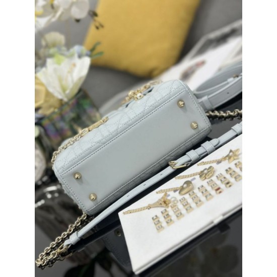 Super Clone Replica Dior small Lady Dior My ABCDior bag with D.I.O.R blue cannage lambskin charm Top Replica Dior small Lady Dior My ABCDior bag with D.I.O.R blue cannage lambskin charm