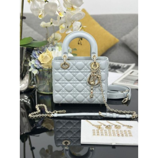 Super Clone Replica Dior small Lady Dior My ABCDior bag with D.I.O.R blue cannage lambskin charm Top Replica Dior small Lady Dior My ABCDior bag with D.I.O.R blue cannage lambskin charm