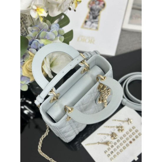 Super Clone Replica Dior small Lady Dior My ABCDior bag with D.I.O.R blue cannage lambskin charm Top Replica Dior small Lady Dior My ABCDior bag with D.I.O.R blue cannage lambskin charm