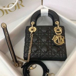 Top Replica Mini Lady Dior bag with black cannage stitching